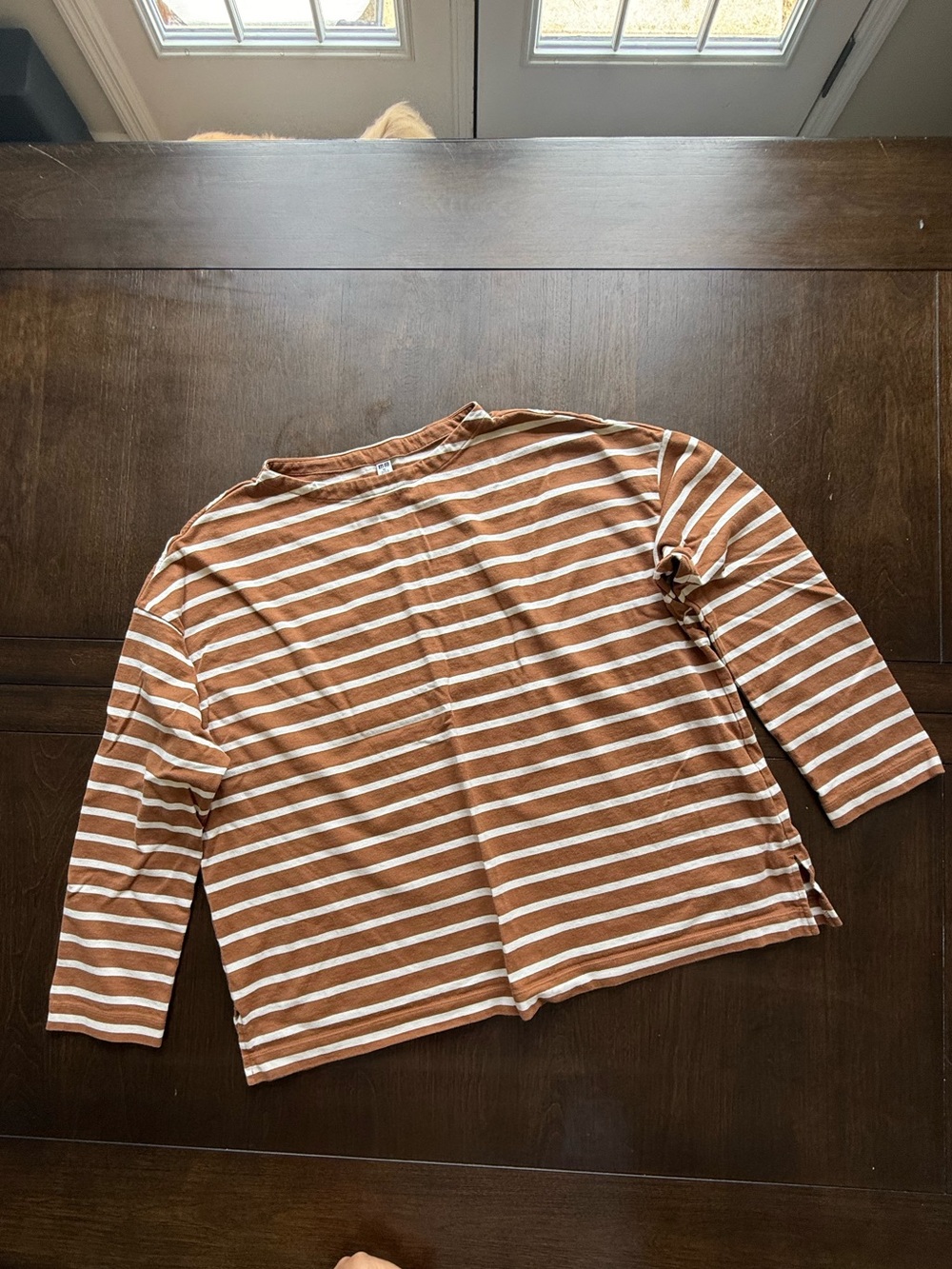 Uniqlo Brown & White Striped Long-Sleeve Tee